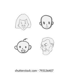 Character expression / Hand drawn face illustrations - vector