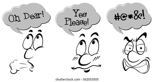 Caracteres con ilustración de frases de expresión
