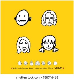 Character expression set / Hand drawn face illustrations - vector