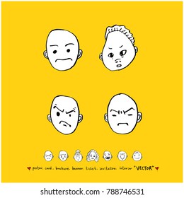 Character expression set / Hand drawn face illustrations - vector
