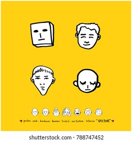 Character expression set / Hand drawn face illustrations - vector