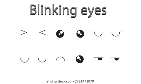 Conjunto de expresiones de ojos de personaje, varias miradas e íconos vectoriales de sentimientos