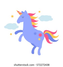 Character fabulous unicorn. flat vector illustration isolate on a white background