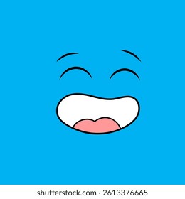 Character face with eye cartoon and smile expression emoji sad icon vector funny mouth flat doodle cute fun element happy emoticon facial glasses vintage comic graphic set humor joy kawaii angry peopl