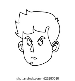character face head boy angry outline