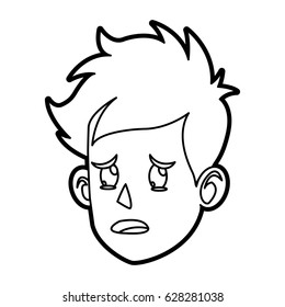 character face head boy cry outline