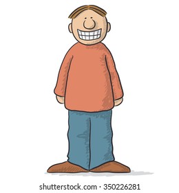 a character with a fake smile