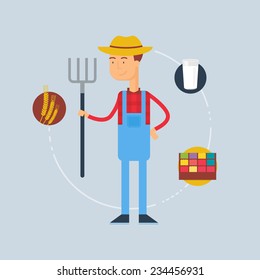 Character - farmer. Vector illustration, flat style