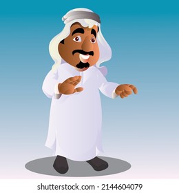 The character of a fat Arab Gulf man speaking