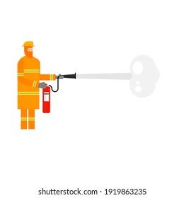 Character of a firefighter on white background.