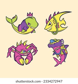 character fish Rappers style vector