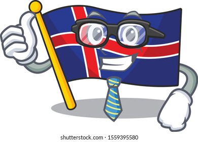 Character flag iceland isolated with the businessman