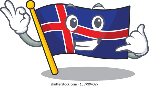 Character flag iceland isolated with call me
