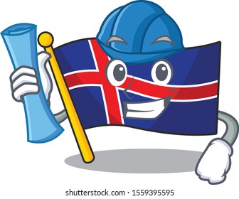 Character flag iceland with in mascot architect