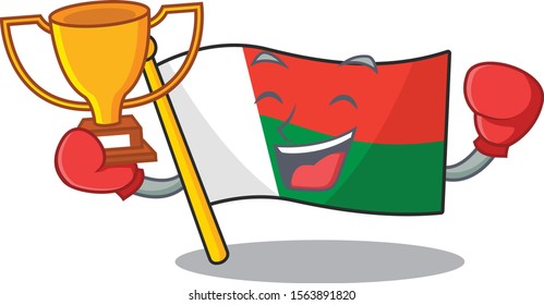 Character flag madelova isolated in cartoon boxing winner