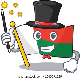 Character flag madelova isolated in cartoon magician