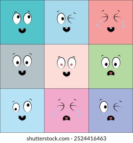 Character Flat Cartoon Face Expression