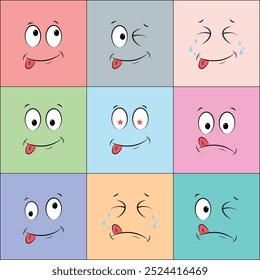 Character Flat Cartoon Face Expression