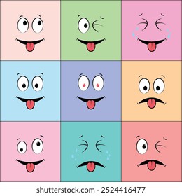 Character Flat Cartoon Face Expression