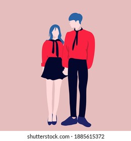 pareja de diseño plano de carácter sosteniendo manos del romántico día de San Valentín especial