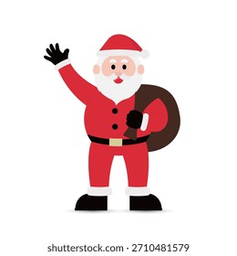 Carácter de diseño plano Santa claus para Feliz Navidades y feliz año nuevo festival, Ilustración vectorial.