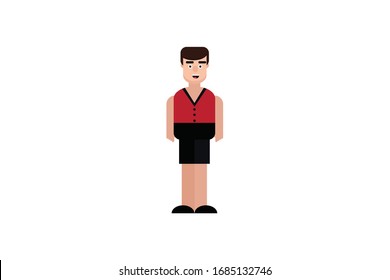 Character in flat design style isolated. Flat character cartoon vector illustration.