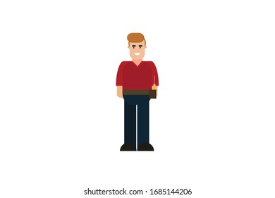 Character in flat design style isolated. Flat character cartoon vector illustration.