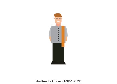 Character in flat design style isolated. Flat character cartoon vector illustration.