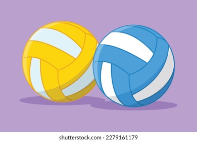 Character flat drawing ball for volleyball logotype, label, template, symbol. set of multicolored balls for volleyball, pioneerball, handball. Sport and recreation. Cartoon design vector illustration