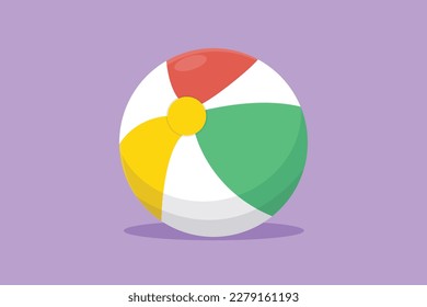 Character flat drawing of beach ball logo, label, symbol. Beach ball icon, play, volleyball, recreation, sports, entertainment. Beach ball international competition. Cartoon design vector illustration