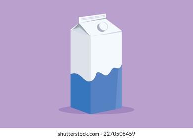 Character flat drawing of fresh milk in cardboard box packaging healthy drink product. Dairy milk for health food nutrition. For flyer, sticker, card, logo, symbol. Cartoon design vector illustration