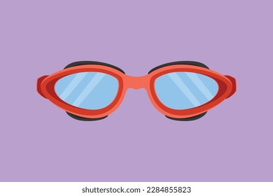 Character flat drawing glasses for swimming logo, label, icon, symbol. Swim goggles for competition, tournament. Professional swimming pool equipment. Beach object. Cartoon design vector illustration