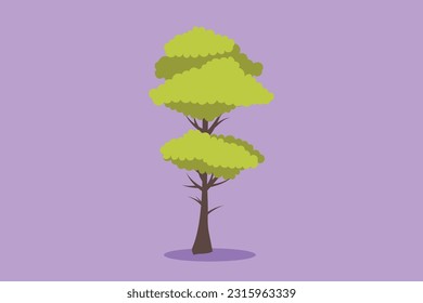 Character flat drawing green fresh tree for garden icon. Environment eco friendly logo. Tree for decorating gardens, park, forest. Agriculture. Earth day, ecology. Cartoon design vector illustration