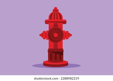 Carácter de hidrante plano en el lado de la carretera utilizado para medidas preventivas en caso de incendio en el edificio. Herramienta utilizada por los bomberos para extinguir las llamas. Ilustración vectorial de diseño de dibujos animados