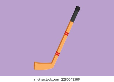 Character flat drawing ice hockey stick logo symbol  Hockey puck stick  indoor ice sport  game equipment  goal competition  leisure activity in winter season  Cartoon design vector illustration