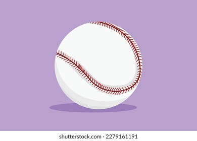 Character flat drawing leather baseball ball logotype, label, symbol. American traditional team sports game. Baseball equipment for national tournament competition. Cartoon design vector illustration