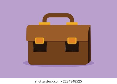 Character flat drawing leather briefcase male business bag. Work suitcase. Office case. Portfolio document. Finance handbag template, logotype, label, sticker, card. Cartoon design vector illustration