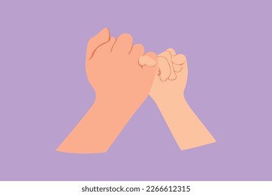 Character flat drawing mother   little baby hand gesturing keeping promise  Tiny newborn babies   female hands  Mom   her child  Happy family and newborn  Cartoon design vector illustration