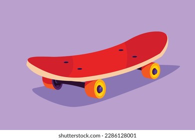 Character flat drawing old retro skateboard logo, label, icon, flyer, sticker, symbol. Hipster extreme classic long board sport. Young teenager lifestyle activity. Cartoon design vector illustration