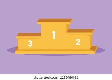 Character flat drawing of podium winner with number logo, icon, symbol. Pedestal or platform for champions. Stage for awards ceremony event, competition, tournament. Cartoon design vector illustration