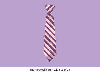 Character flat drawing striped tie icon, logotype, label, flyer, sticker, card. Necktie and neckcloth symbol. Template Father Day greeting card with striped necktie. Cartoon design vector illustration