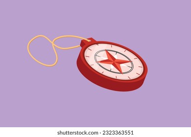 Character flat drawing stylized hiking compass logo, icon, label, symbol. Camping scouting with useful summer holiday or travel equipment tools provisions compass. Cartoon design vector illustration