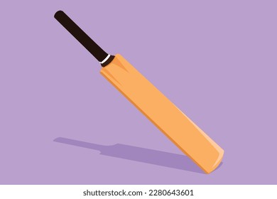 Character flat drawing traditional wood cricket bat. Wooden bat, game of cricket, sport equipment for cricket. Outdoor sport. Competitive and challenging team sport. Cartoon design vector illustration