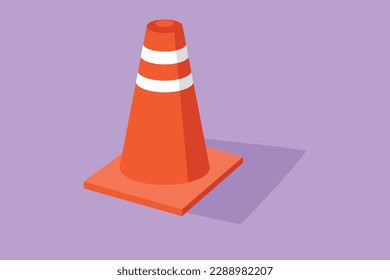 Character flat drawing traffic cone logo. Icon for traffic on road, street and construction. Orange caution bollard. Safety and security sign. Firefighter equipment. Cartoon design vector illustration