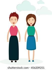 Character flat. friend. Ideas woman. Cloud thought