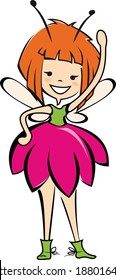 Character flower fairy with wings in vector