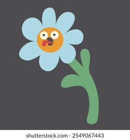 Character flower in groovy doodle style in vector. Element for poster sticker design logo decoration