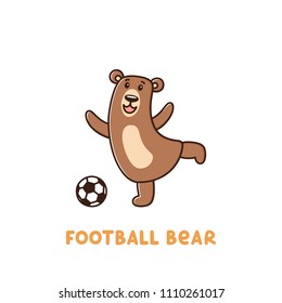 Character football bear with soccer ball on a white background. It can be used for sticker, patch, phone case, poster, t-shirt, mug and other design.