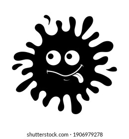 Character Funny blob monster, slime, black stencil, children's illustration, isolated vector in flat style, design, decor, print