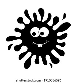 Character Funny blob monster, slime, black stencil, children's illustration, isolated vector in flat style, design, decor, print